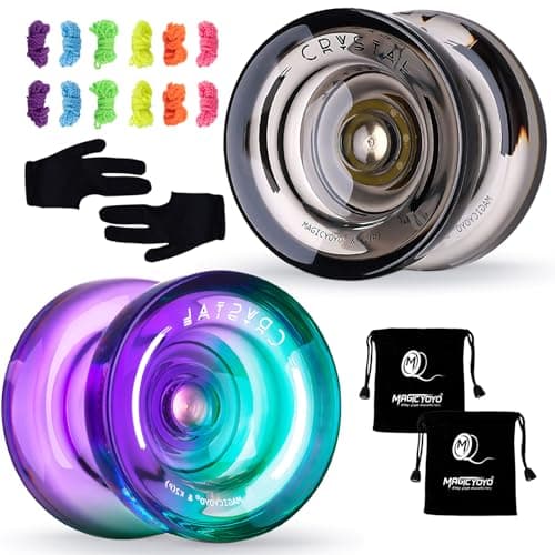 MAGICYOYO K2 Responsive Yoyo for Kids Beginners YoYo with 2 Yo yo Gloves 2 Yo Yo Bags 12 Yo yo Strings Crystal Black Green Purple
