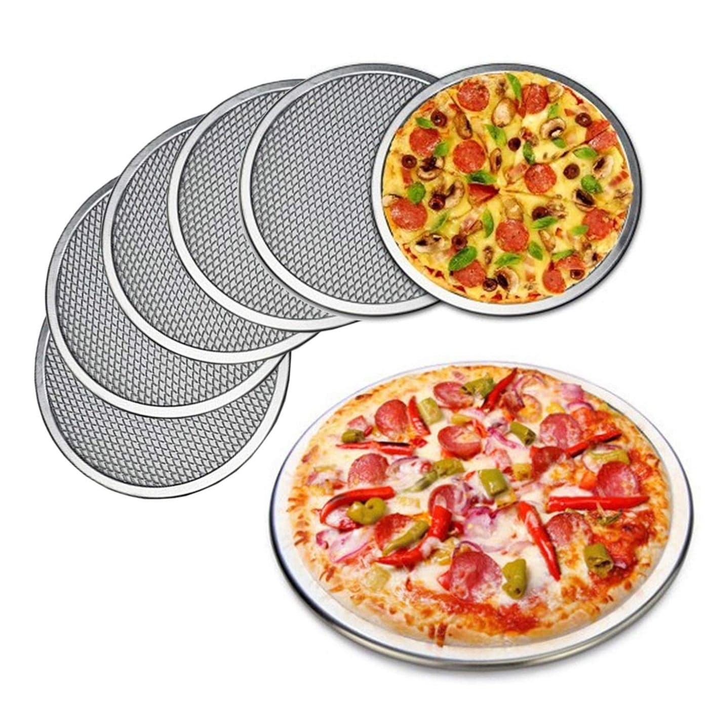 6 Packs Aluminum Alloy Pizza Pan with Holes 8 Inch Commercial Grade Pizza Baking Screen for Oven Round Pizza Crisper Tray Pizza Baking Tray for Home Restaurant Seamless 8Inch Pack of 6