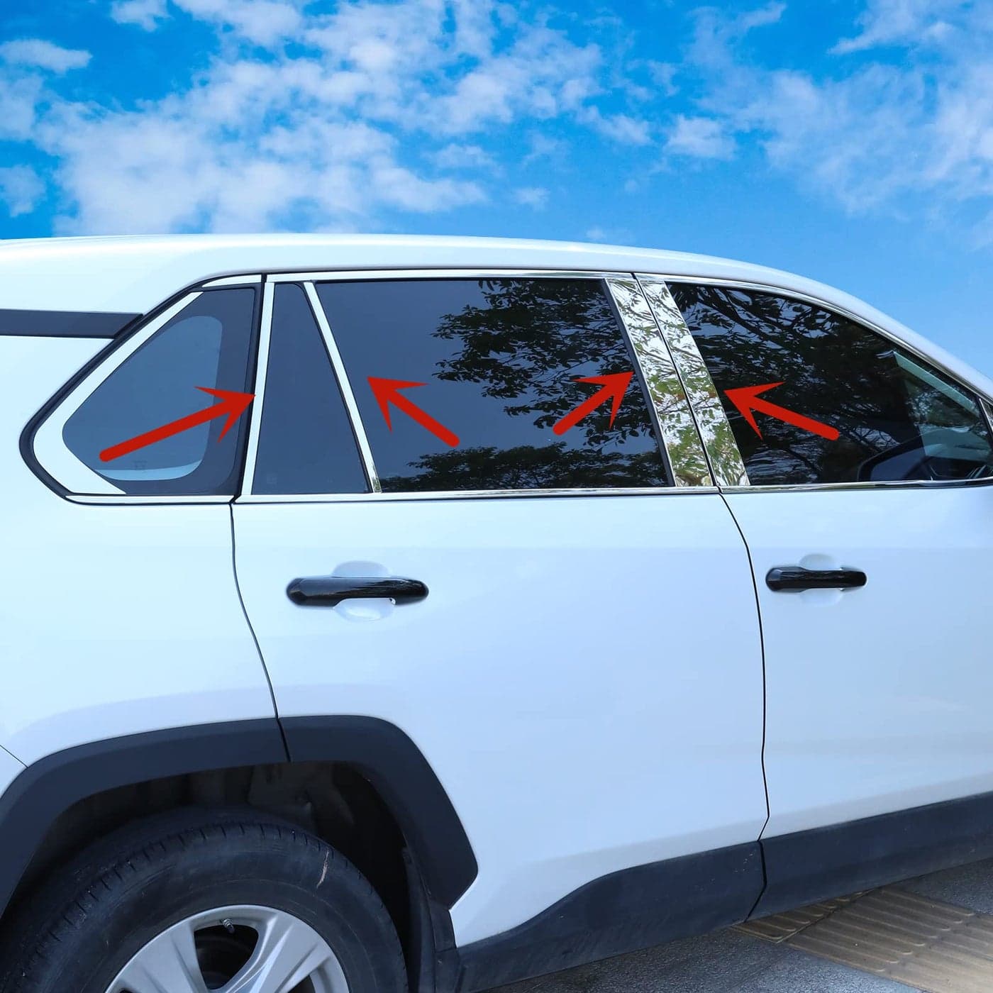 for Toyota RAV4 2025 2024 2023 2022 2021 2020 2019 Window Pillar Post Trims Stainless Steel Cover 10 PCS Chrome Exterior Sporty Decorative Strip Cover Molding Trims for RAV4