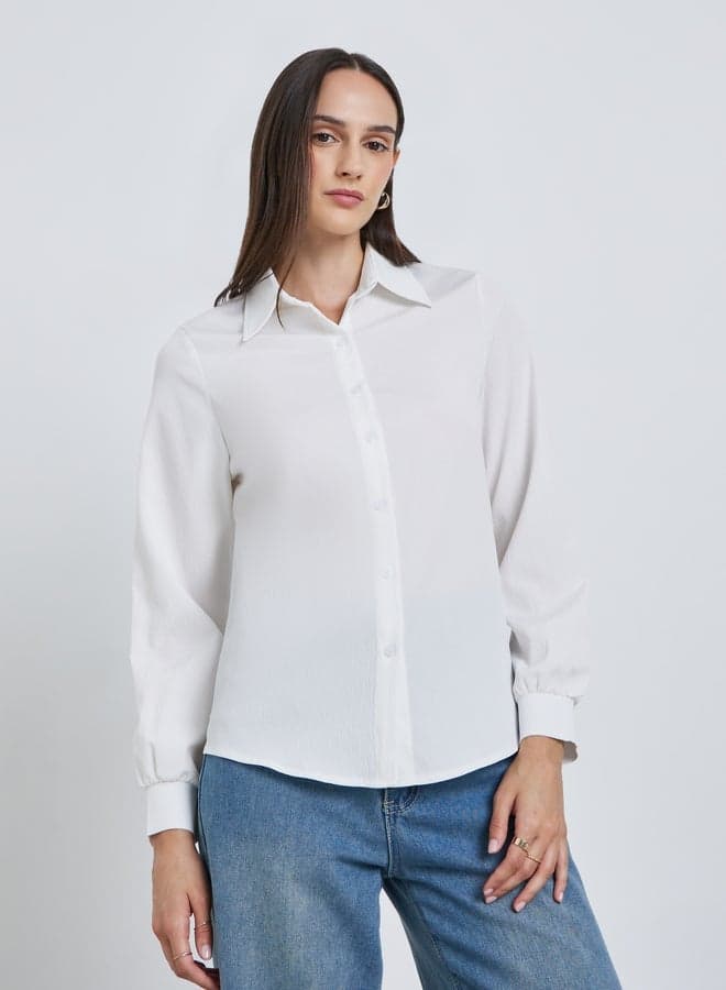 Styli Off White Long Sleeve Shirt — M