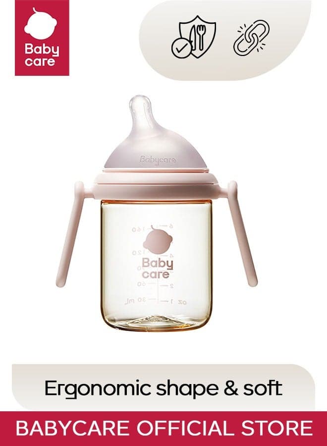 Babycare - Nopayon Pro Anti-Colic Feeding Bottle – Weir Powder Pink – 160ml for Newborns 1–3 Months – BPA-Free, BPI Certified, Soft Silicone Nipple, Wide Neck, Leak-Proof, Easy to Clean, Ergonomic Design, Baby Milk Bottle, Infant Bottle, Heat-Resistant, Safe Material, Breastfed Baby Friendly
