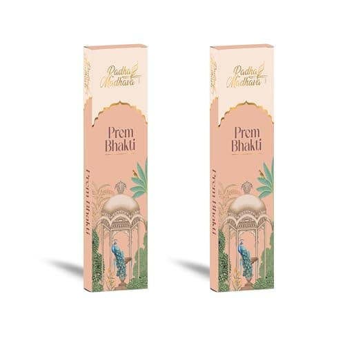 ISKCON Natural Agarbatti Incense Sticks 8 Inch | Long-Lasting Aroma | Burns Up to 30 Minutes per Stick | Premium Fragrance for Puja Meditation & Yoga (Pack of 2, Prem Bhakti)
