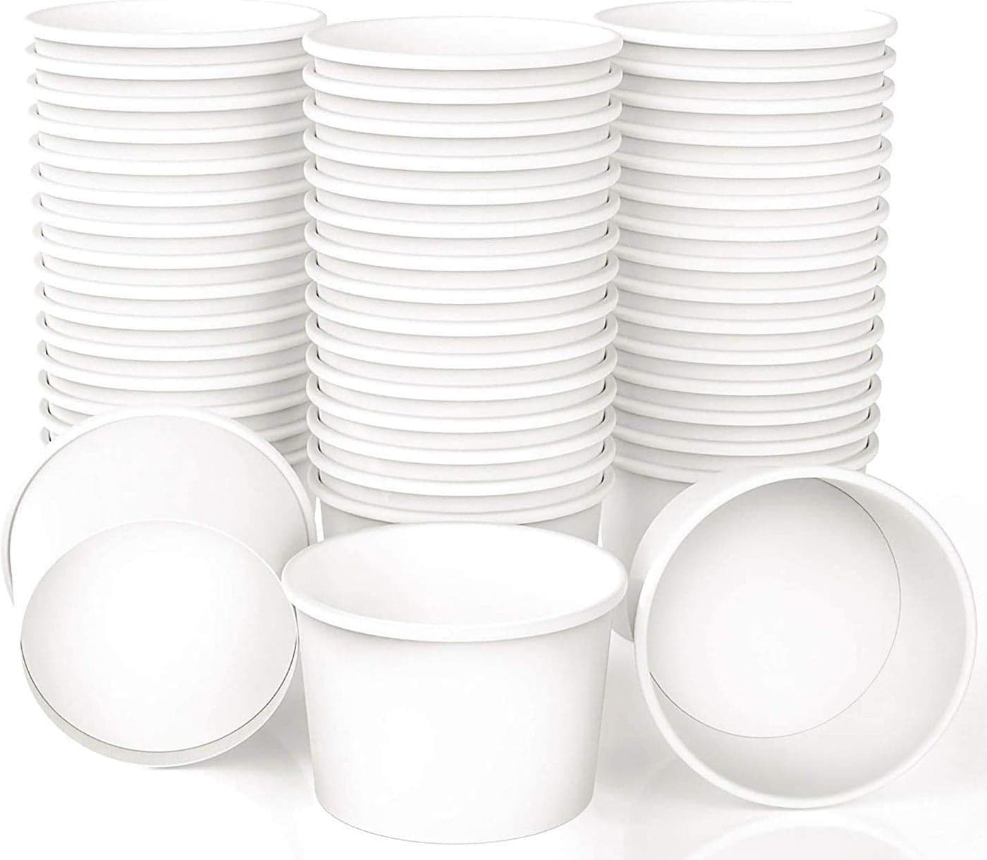 SheriffDrink Ice Cream Paper Cups 4 oz Frozen Yogurt Cup White Dessert Bowls Frozen Dessert Supplies Pack of 50