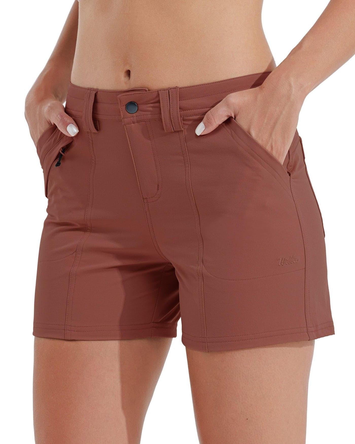 Willit Women's Golf Hiking Shorts Quick Dry Athletic Casual Summer Shorts with Pockets 4.5 in Cacao 16