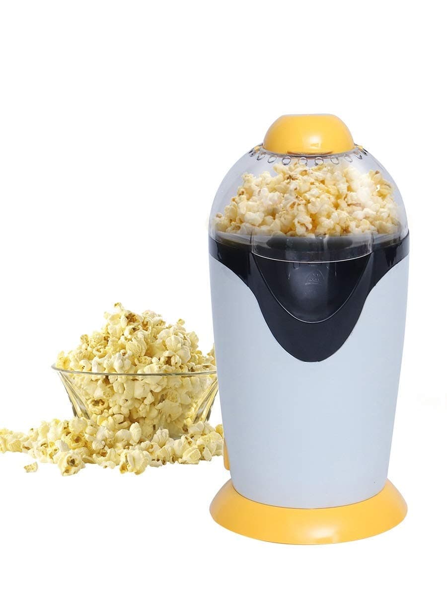 HETZON SALES Aluminum Electric Popcorn Maker, Oil-Free Hot-Air Popping, Multipurpose Snack Maker, Kernel Measuring Cup & Transparent Chute, Silver Black, Large