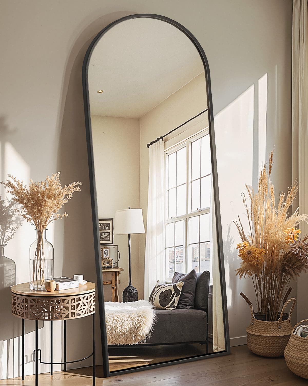 Delma Arched Mirror Full Length56x20 Standing MirrorLarge Floor with Stand for Wall Entryway Door Bedroom Bathroom Living Room