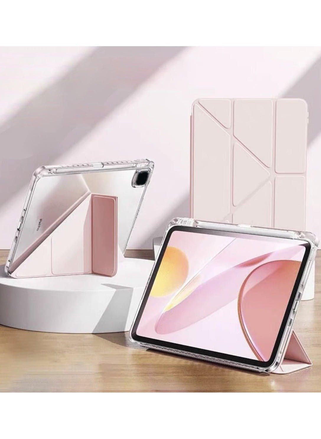 Case Compatible with iPad (A16) 11th Generation (2025), Clear Cover with Pencil Holder, Y-Shaped Trifold Stand