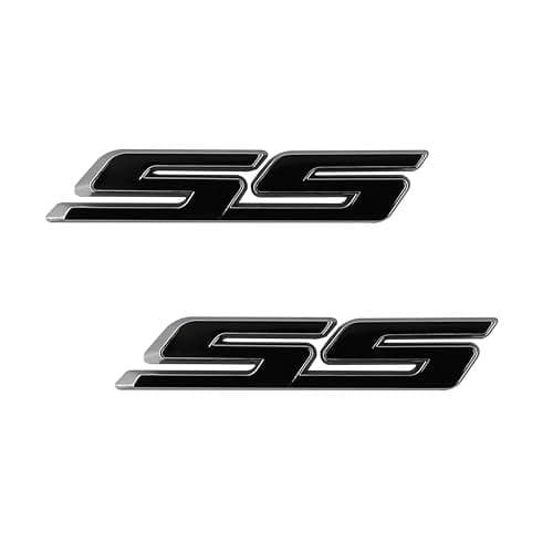 UpAuto 2 pcs SS Emblem Metal Super Sport Badge 3D SS Sticker Parts Camaro SS for Camaro Gm Series (Black Sliver)