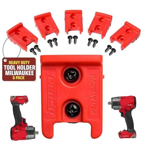 6 Pack Tool Holder for Milwaukee M1818v Cordless Tools Snap Fit Tool Organizer for Milwaukee Drill Holder Wall Mount for Milwaukee Tool Holder with 12 Screws Easy to Install Screw in Lock