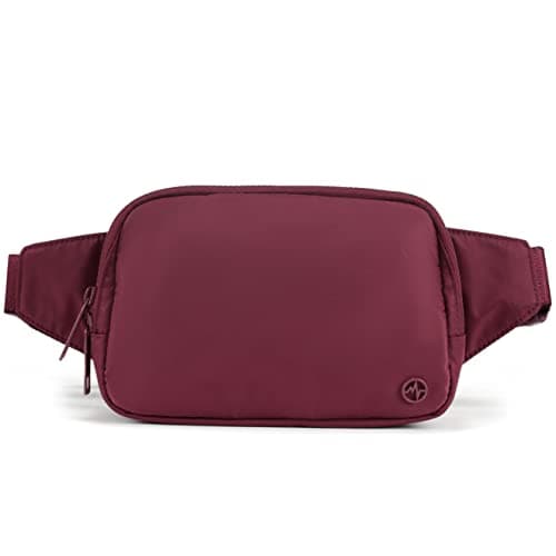 Pander Belt Bag Large 2L, Nylon Fanny Pack Purse for Women and Men with Adjustable Strap, Red Merlot