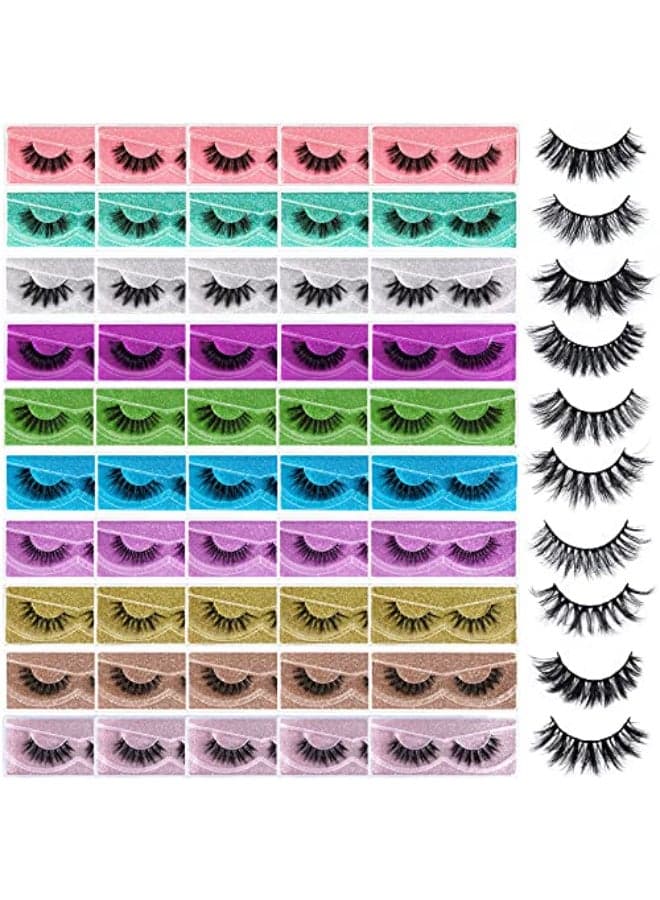 FARRED Wholesale Fluffy Dramatic Bulk Lashes Mix 10 Styles 50 Pairs Pack Individual Box 1018mm Volume Faux Mink Eyelash Thick 8D Fake Lash Short Natural Look Eyelashes style i50 pairs