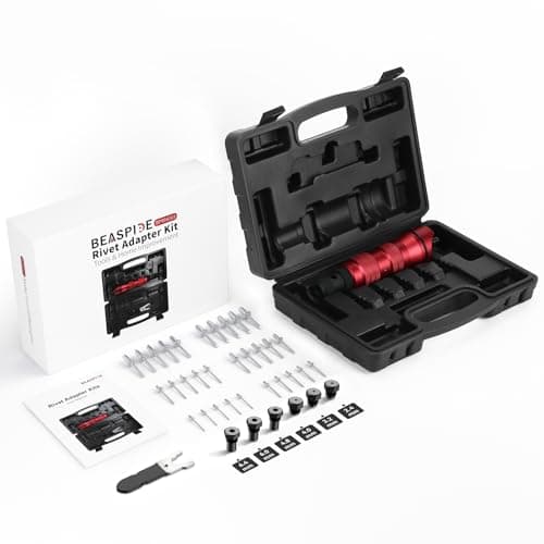 Beaspire Cordless Rivet Gun Adapter Electric Rivet Drill Adapter Kit 24mm64mm Rivet Gun Kit with 6 Interchangeable Rivet Heads and 30 Blind Rivets Easy processing for Pop Rivets