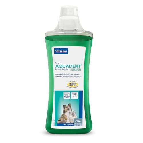 Virbac C.E.T. AQUADENT® FR3SH® Dental Solution For Dogs & Cats - Supports Dental Health & Fresher Breath - VOHC Approved For Dogs (250 ml)