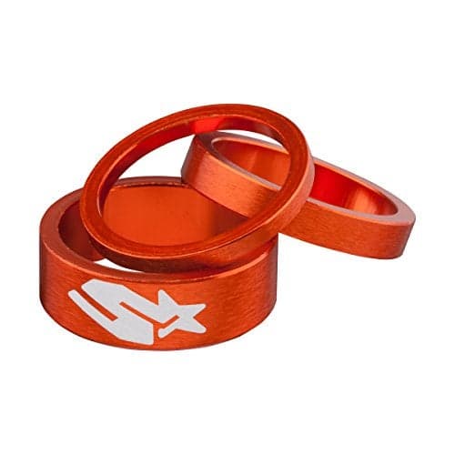 Spank Spacer Kit (Orange, 3/6/12mm) Bike Headsets & Accessories, Bike Headset Spacer, Bicycle Headset Spacer for 1 & 1/8 Inch Stem, Aluminium Alloy Bike Stem Spacers for MTB BMX Mountain Road Bikes