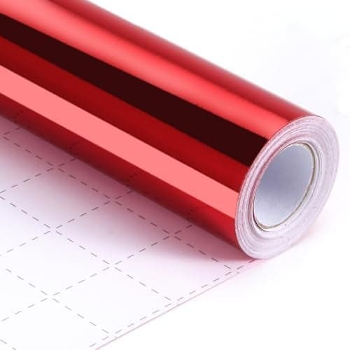 Red Metallic Wrapping Paper 17inch x 33ft Solid Color Lustre Paper Red Gift Wrapping Paper Roll with Grid Cutting Lines for Christmas Mothers Day Wedding Bridal Shower Valentines Day Birthday