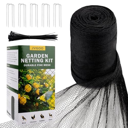 Jvgoo Bird Netting for Garden 13 x 40 FT Bird Netting for Chicken Coop Heavy Duty Garden Poultry Net Mesh with Ties and Staples for Fruit Trees Vegetables Against Birds Deer Squirrels