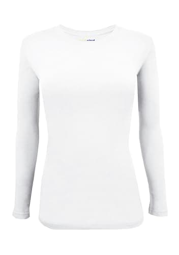 Natural Uniforms Women's Under Scrub Tee Crew Neck Long Sleeve T-Shirt (White, Large)