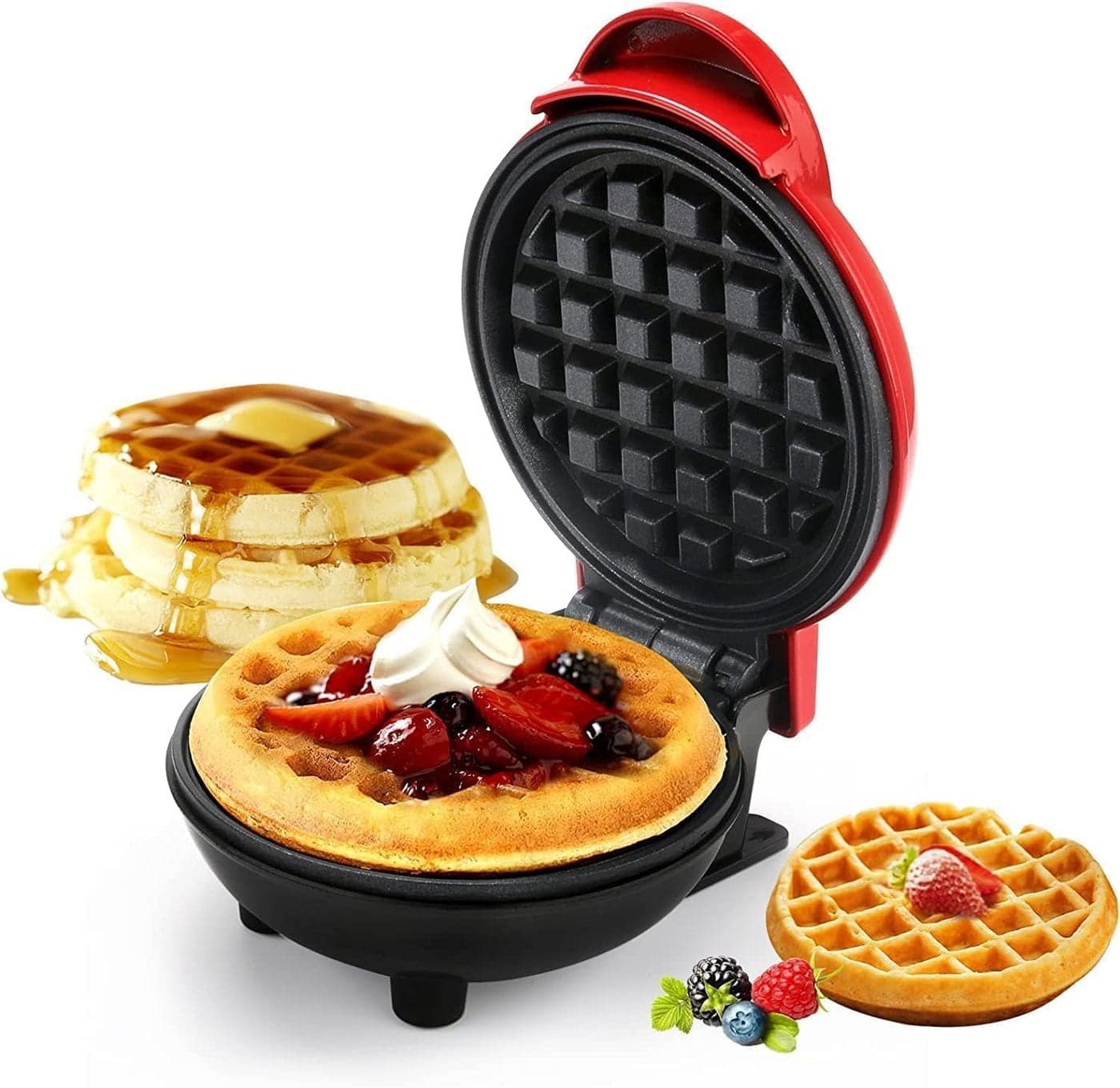 Hocimit Mini Waffle Maker Machine Suitable for Single Waffle Paninis Potato Pancake and Other Mini Waffle Making Machine Anytime Anywhere for Breakfast Lunch or Snack Multicolor