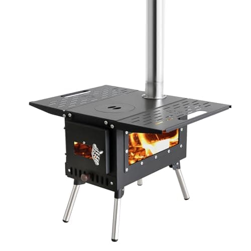 Outdoor Tent Stove Portable Camping Stove With Chimney Pipe for Outdoor Cooking Camping BBQ Accessories Black
