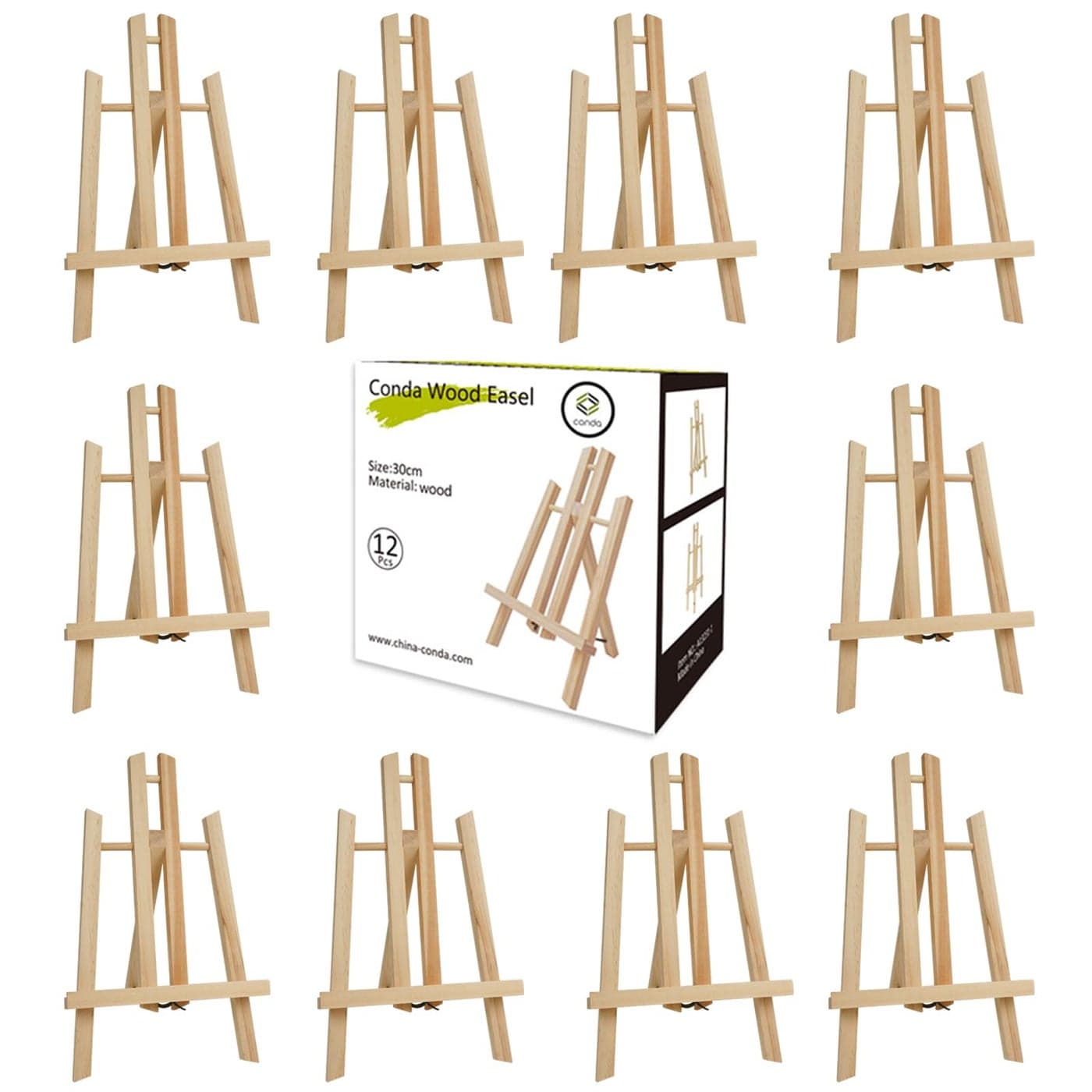 CONDA 12 Pack 118 Tabletop Easel Portable AFrame Tripod Tabletop Easel Set for Painting Party Displaying Canvases Photos Display Tripod Holder Stand for Students Kids Beginners