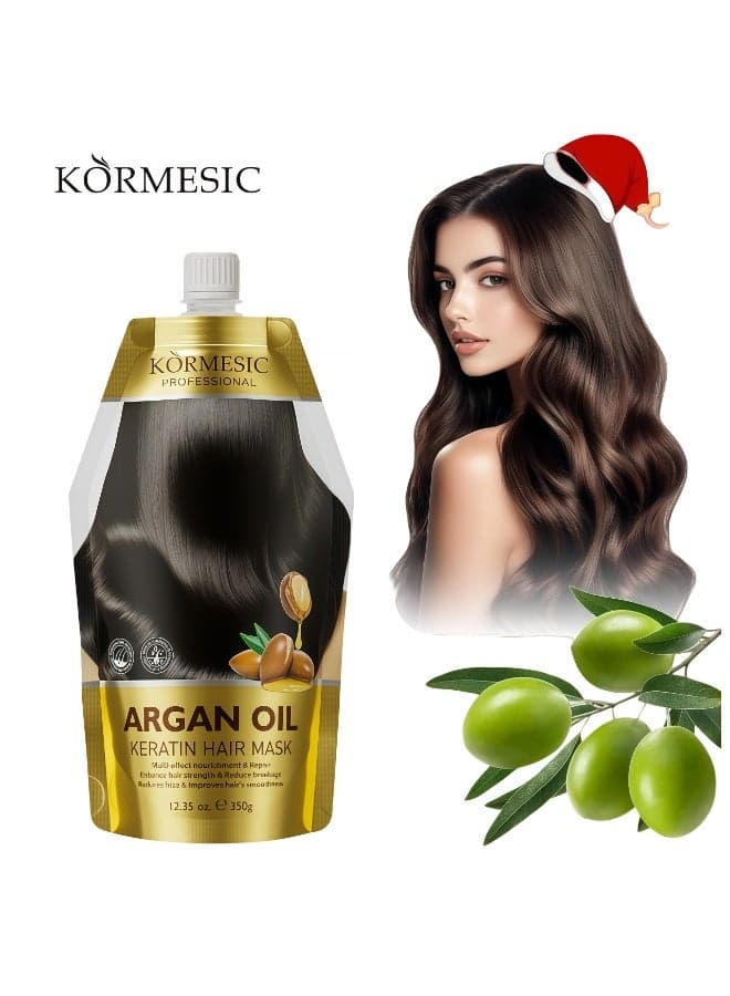 KORMESIC Argan Oil Keratin Multi-functional Hair Mask 350g, Nourishing Hair Mask, Moroccan Argan Oil Deep Nourishing Hair Mask, Amino Acid Conditioner, Long-lasting Shiny...