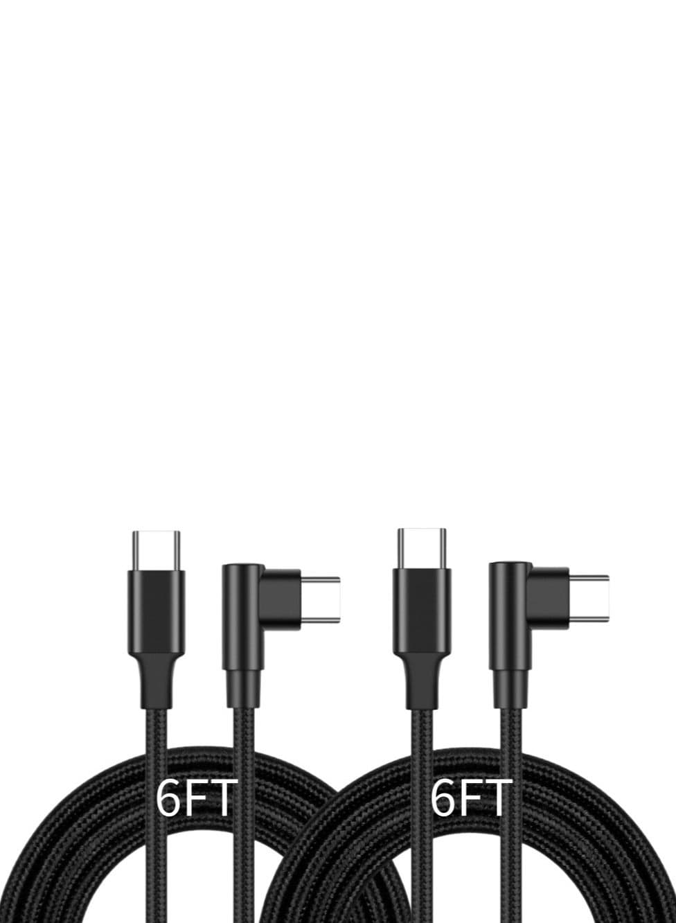 60W 2 Pack 6+6FT Type C to Type C Fast Charging Cable USBC to USBC Cord 90 Degree USB C Cable Right Angle for iPhone 16 15 Samsung Galaxy S24 S23 iPad MacBook Pixel USB C Charger