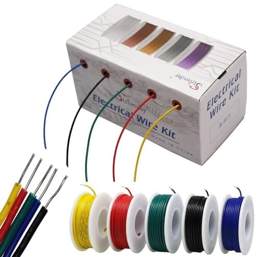 Striveday 26 AWG Gauge Hook Up Wire Kit - 5 Colors Tinned Copper PVC Solid Core Wire (300V, 1007 Standard) for Automotive, Electronics, DIY Projects (32.8ft Each Color)