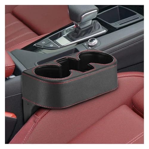 ZIMISI Car Cup Holder PU Leather Auto Front Console Gap Filler Organizer Multifunctional Cup Drink Holder Car Seat Gap Filler Storage Box Coin Bucket Cell Mobile Phone Holder Black
