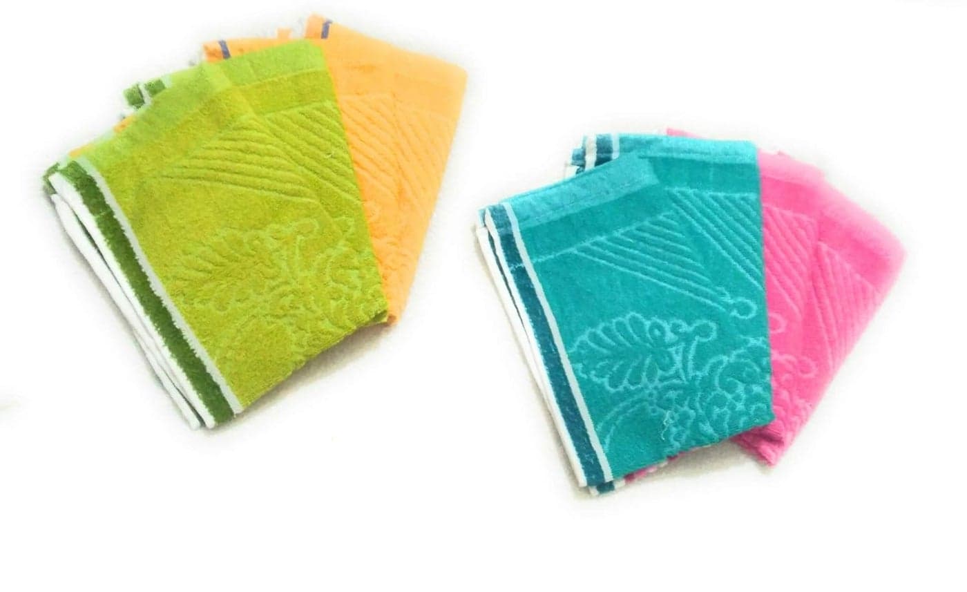 Cotton Colors Floral Design Hand Towels (Medium, Multicolor, Pack of 8)_t097