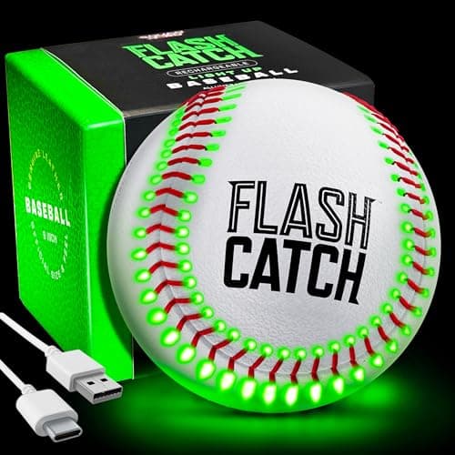 FlashCatch Rechargeable Light Up Baseball Sports Gifts for Boys Ball Accessories Gear Gift Ideas for Teenage Boy Glow in Dark Balls Cool Stuff for Teen Kids Age 8 9 10 11 12 13 14 Year