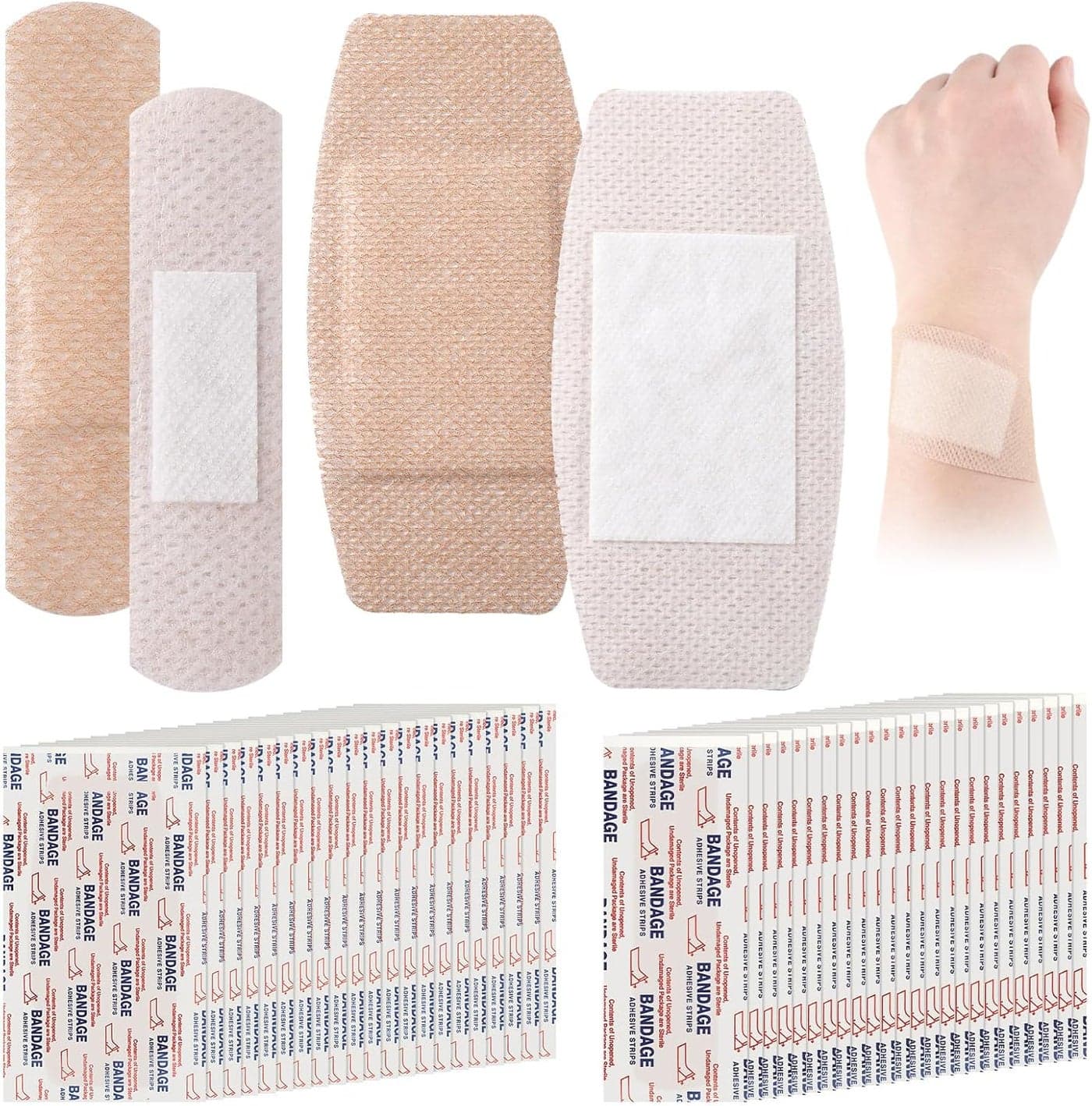 Funtery 100 Pcs Silicone Bandages Assorted Sizes Sensitive Skin Painless Removal Silicone Bandages for Fragile Sensitive Skin Elderly Painless Removal Delicate2 SizeClassic