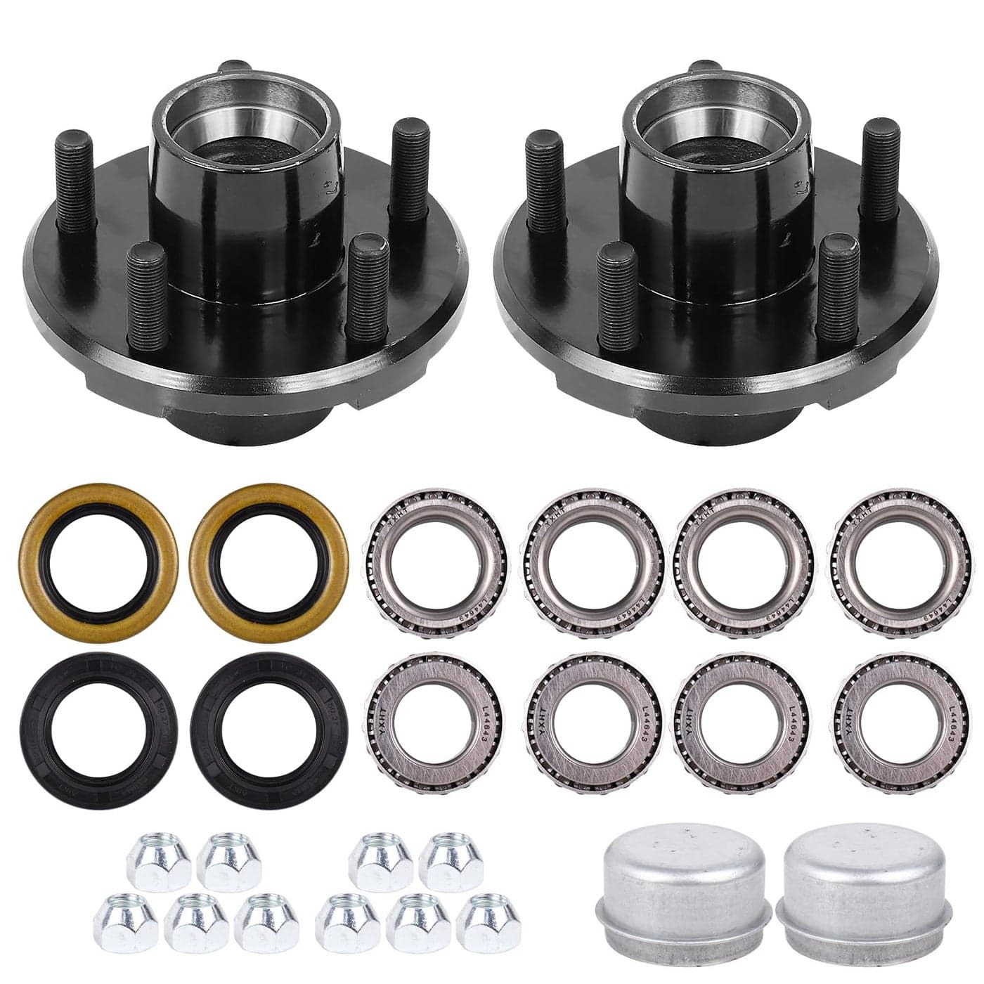 YEOPGYEON 2 Sets Trailer Hub Kit 5 Bolt 45 for 2000 lbs Trailer Axles 1 1116 Straight Spindle Trailer Idler Hub Kit with L44643 L44649 Bearing Kit