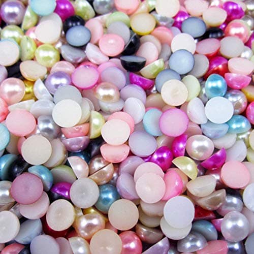 DIY Crafts Color: Yellow, 6mm 300Pcs, /4/5/6/7/8/10mm 100-1000Pcs/Bag Ivory/White Multicolor ABS Imitation Pearl Half Round Flatback for (Color: Yellow, 6mm 300Pcs)