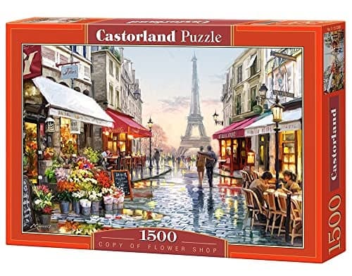 CASTORLAND 1500 Piece Jigsaw Puzzles, Flower Shop, Street of Paris, France, Eiffel Tower, Adult Puzzles, Castorland C-151288-2