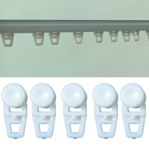 DEEGAA MART Plastic Curtain Track Runners – White Gliders for Ceiling or Wall Mounted Rails – Smooth Sliding Hooks for Drapery Tracks – Pack of 24 Accessories