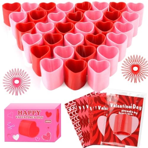 TATWOQ 24 PCS Mini Coil Spring Fidget Toys with Cards Bulk Stress Fidget Toys for Kids Classroom Treasure Box Birthday Party Favors Goodie Bag Stuffers Carnival Prize RedPink