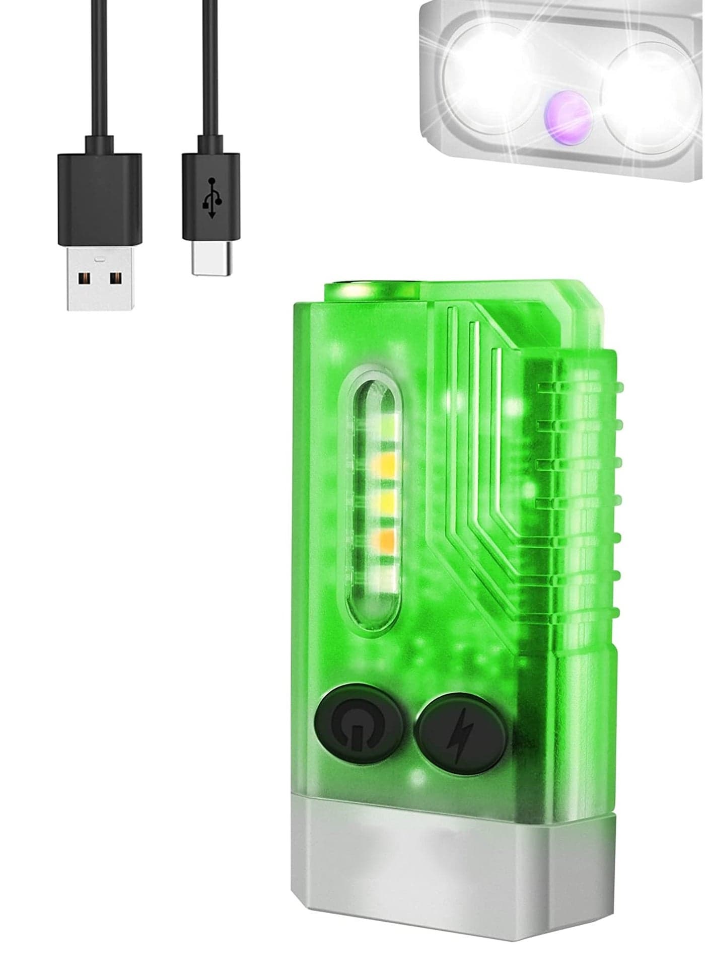 LED Small Powerful EDC Flashlight, Super Bright 1000 LM with 365nm UV Red Green Blue Light, USB C Rechargeable Mini Pocket Keychain Flashlight, 14 Modes, Tail Magnetic, Beep