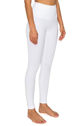 Leggings Depot Womens ActiveFlex 5" Waistband High Waisted Active Leggings Pants (White, Medium)