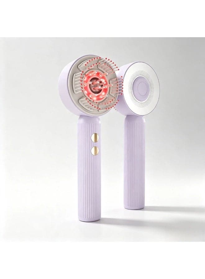 Electric Microcurrent Scalp Massage Comb, Red Light Hair Care Comb with Serum Liquid Infusion Roller, Waterproof Head Massager for Hair Nourishment & Anti Hair Loss(purple)