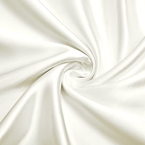 VACVELT Charmeuse Satin Fabric by The Yard, 60 Inch Wide Ivory White Satin Fabric Shiny & Soft Cloth Fabric, Silky Satin Fabric for Bridal Dress, Wedding Decorations, Crafts, Sewing, Draping (3 Yards)