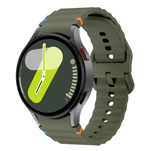 Compatible with Samsung Galaxy Watch 7 Strap No Gap Sport Silicone Watch Band for Galaxy Watch 6 5 4 40mm 44mm Galaxy Watch 6 Classic 43mm 47mm,watch 5 Pro,watch 4 Classic Strap 42mm 46mm (Army Green)