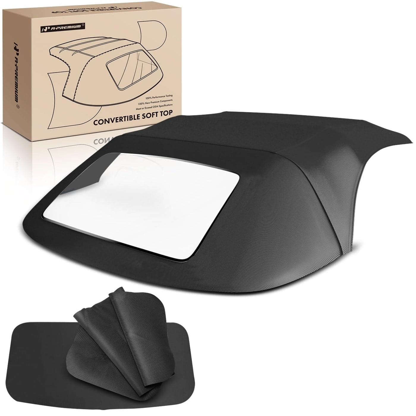 APremium Black Convertible Soft Top with Plastic Window Compatible with Ford Mustang 19942004 Convertible