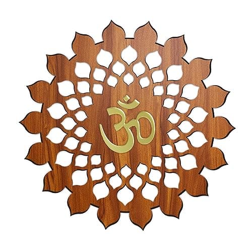 Chants Engineered Wood Beautiful Mandala OM Wall Decor Art For Pooja Room, Yoga, Living Room, Home Decor And Office (SWA OM Wallart), 12 Inches