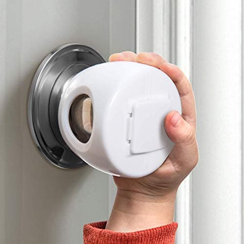 Door Knob Safety Cover for Kids Child Proof Door Knob Covers Baby Safety Door knob Handle Cover Lockable Design 4 Pack