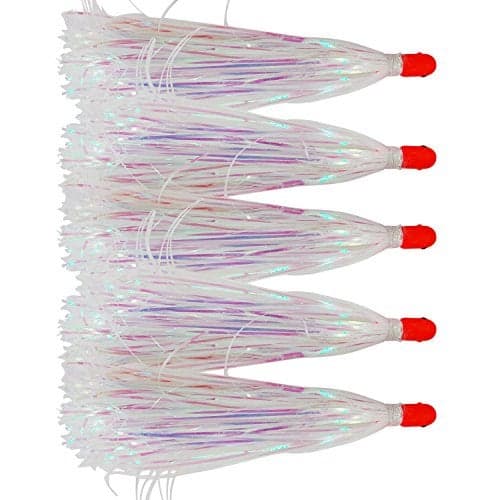Alive Witch Lure Bait Fishing Lure Bullet Head 0.35 Ounce with Mylar Flash Skirted Hair 5pcs/lot (White)