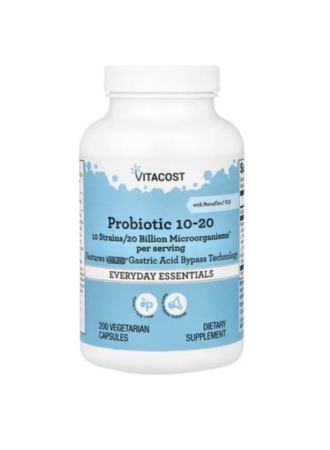 Vitacost, Probiotic 10-20 With NutraFlora® FOS, 200 Vegetarian Capsules