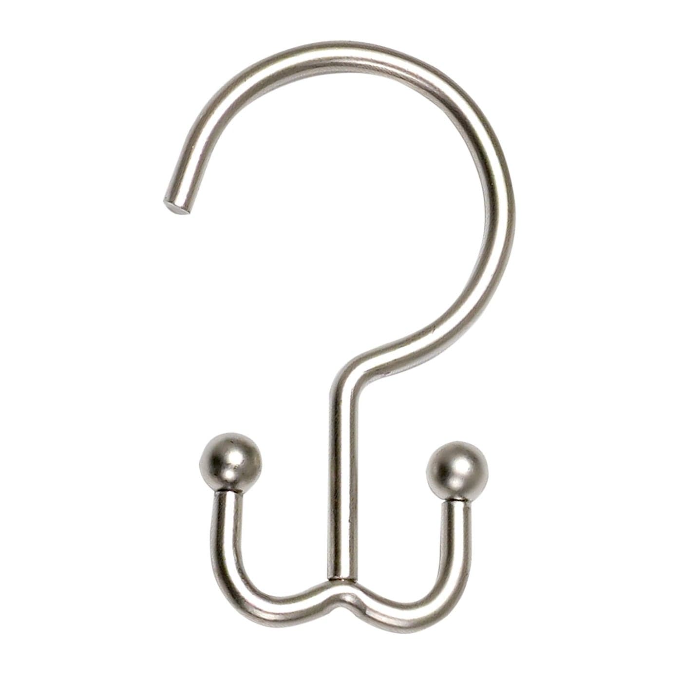 Zenna Home NeverRust Rustproof Aluminum Double Shower Hooks Set of 12 Satin Nickel