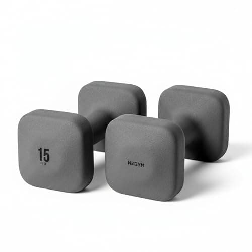 WeGym SafeGrip Square Dumbbells with Anti Slip Handles, Aesthetic Free Weights for Home Workouts, Stable Design Prevents Rolling during Floor Exercises (15LB, Pair Slate)