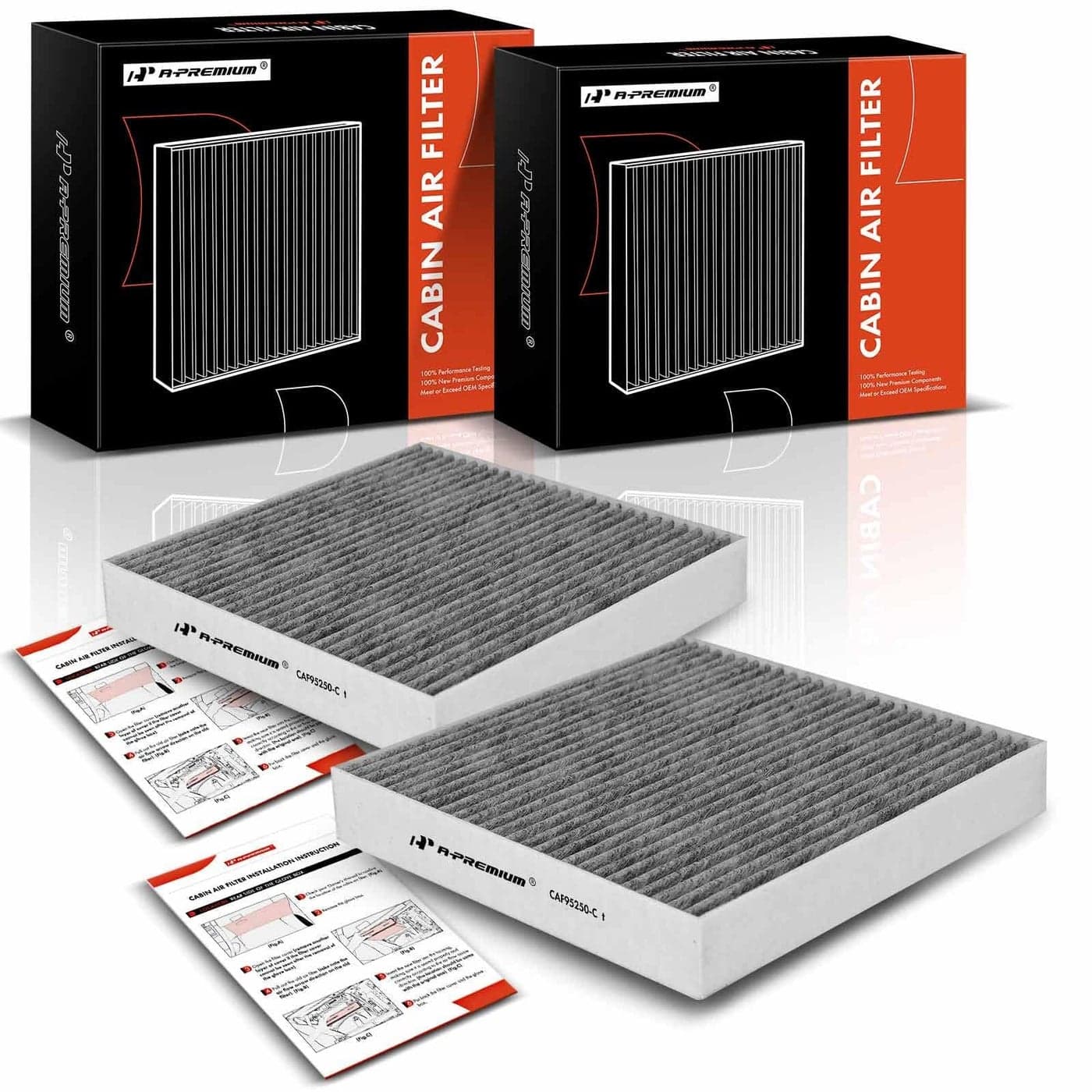 APremium 2PC Cabin Air Filter with Activated Carbon Compatible with Jaguar XF 20092015 XJ 20102019 XFR 20102015 XJR 20142017 XFRS 20132015 XJR575 20182019