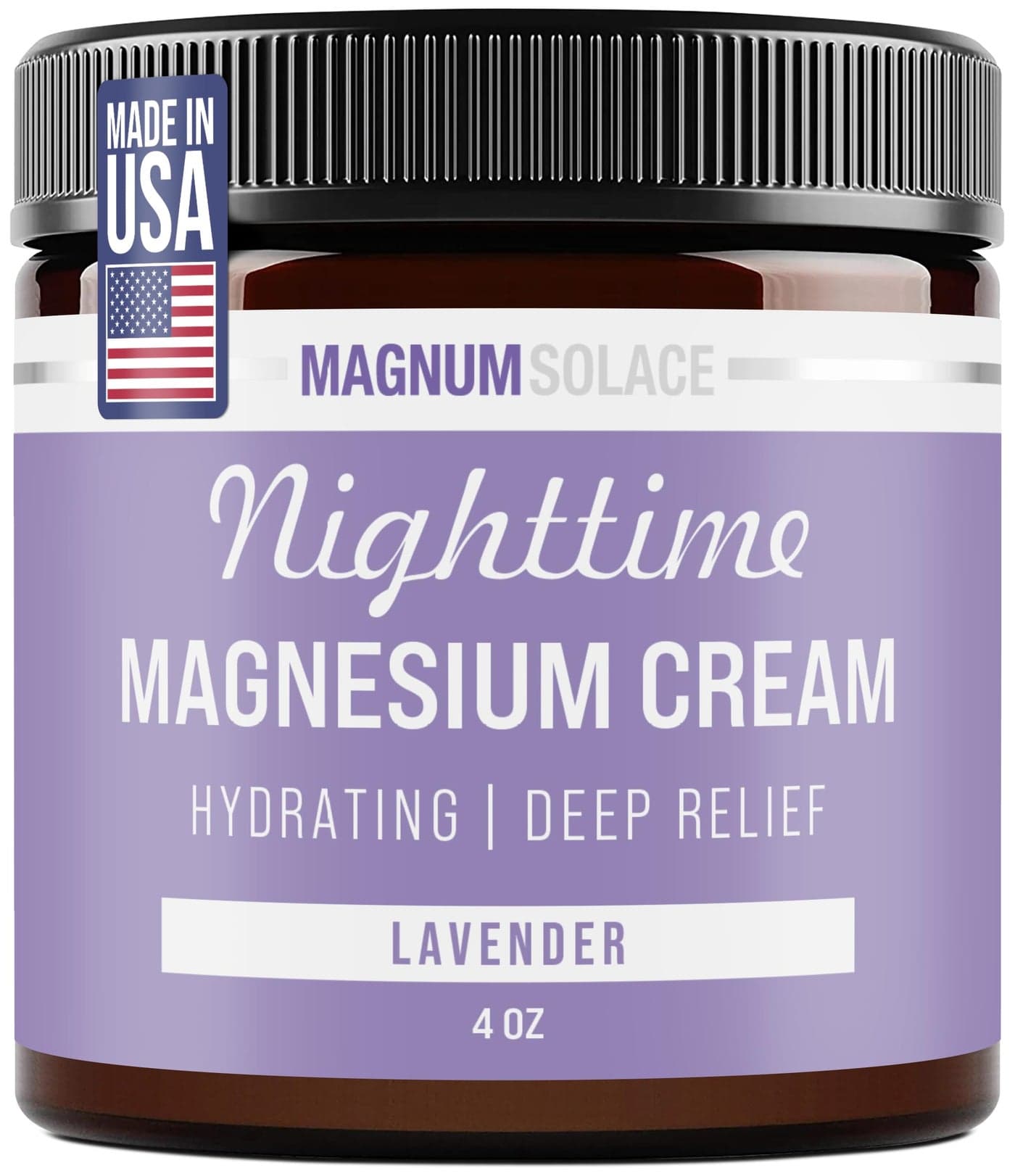 Magnum Solace Magnesium Lotion Nighttime Magnesium Cream Apply to Legs Arms or Chest Topical Magnesium Chloride USA Made and Safe for Kids Lavender